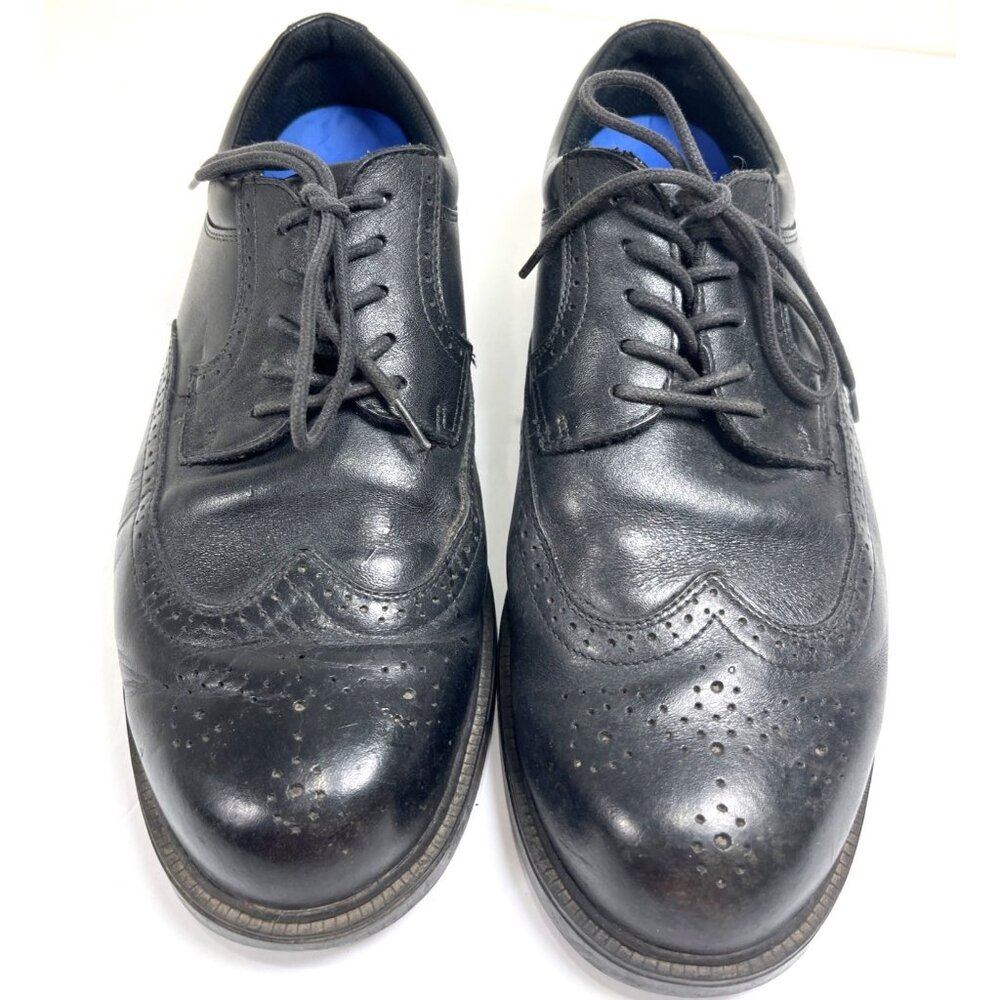 Nunn Bush Mens Black Leather Wingtip Oxford Shoes Size 9.5 Comfort Gel Sole C223